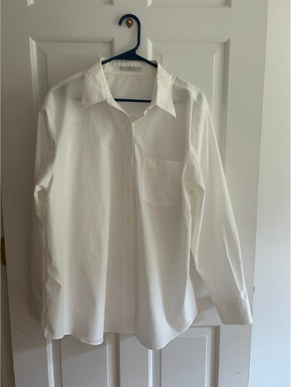 Foxcroft Women's Wrinkle Free White Button Down Shirt Long Sleeve 18 2X